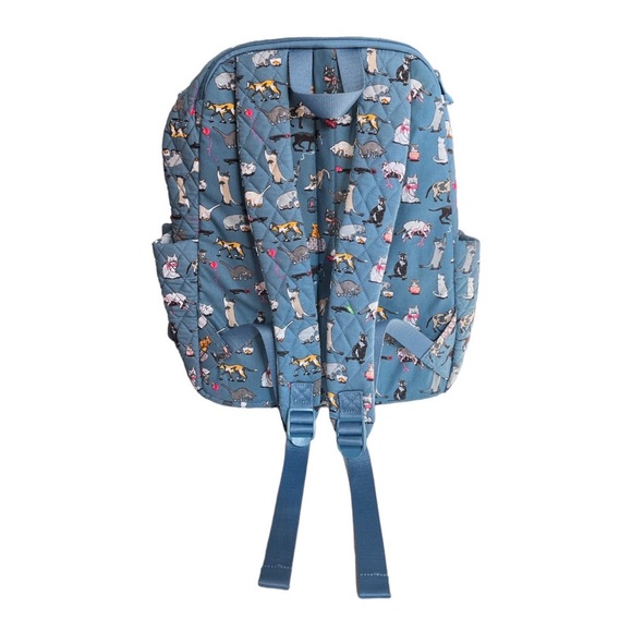 Vera Bradley Essential Large Backpack Cat’s Meow Steal Blue - Picture 4 of 13